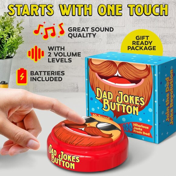 Dad Jokes Button with 60-sec Record Function 100 Funny Jokes Gifts for Fathers - Picture 3 of 3